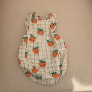 Angel Dear Peach and plaid bubble romper